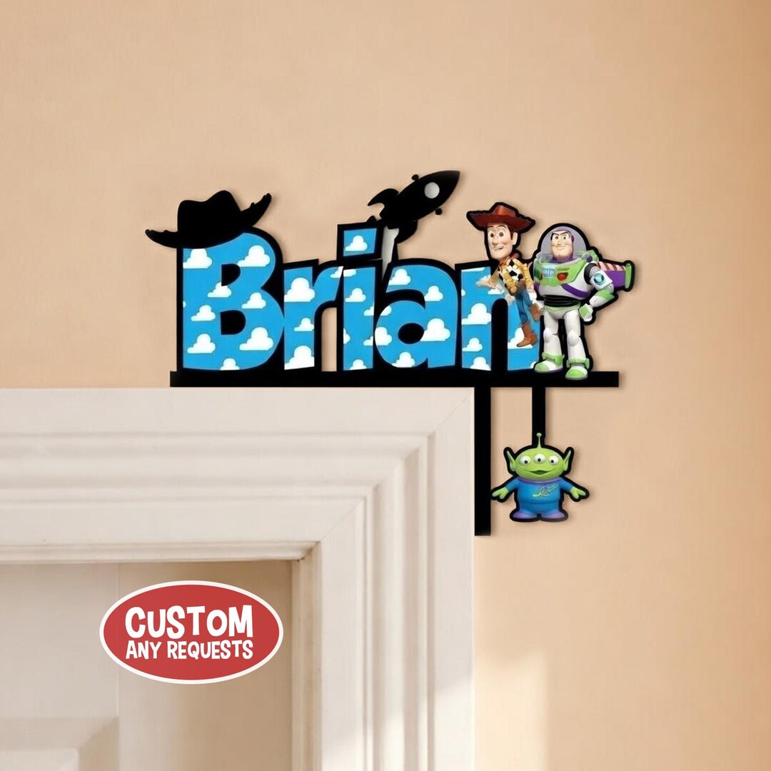 Custom Name Toy Story Door Sign, Cowboy Space Theme Decor, Kids Room ...
