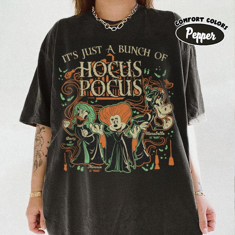 Retro Disney Hocus Pocus-tröja, Minnie Daisy Clarabelle Hocus Pocus-tröja, Sanderson Sisters-inspirerad Disney Halloween-tröja, Disney Spooky bild 1