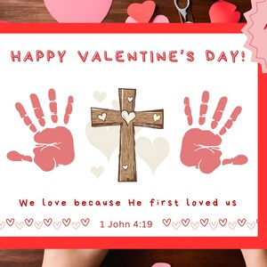 Preschool Christian Valentine&#39;s Handprint Craft, Bible Verse Kids Craft for Christian  Homeschool Preschool Toddler, Sunday School Activity.