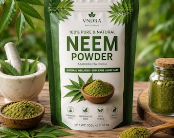 Neem Powder for Hair & Skin Care, 100% Pure Natural Neem Leaf Powder, Herbal Face Mask, Scalp Care, Ayurvedic Beauty Powder