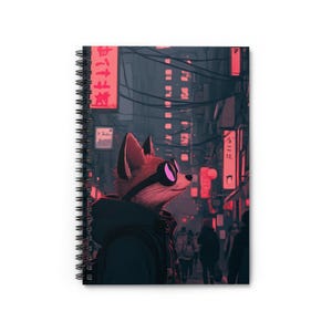 Cyberpunk Fox Spiral Notebook: Urban Street Art Journal