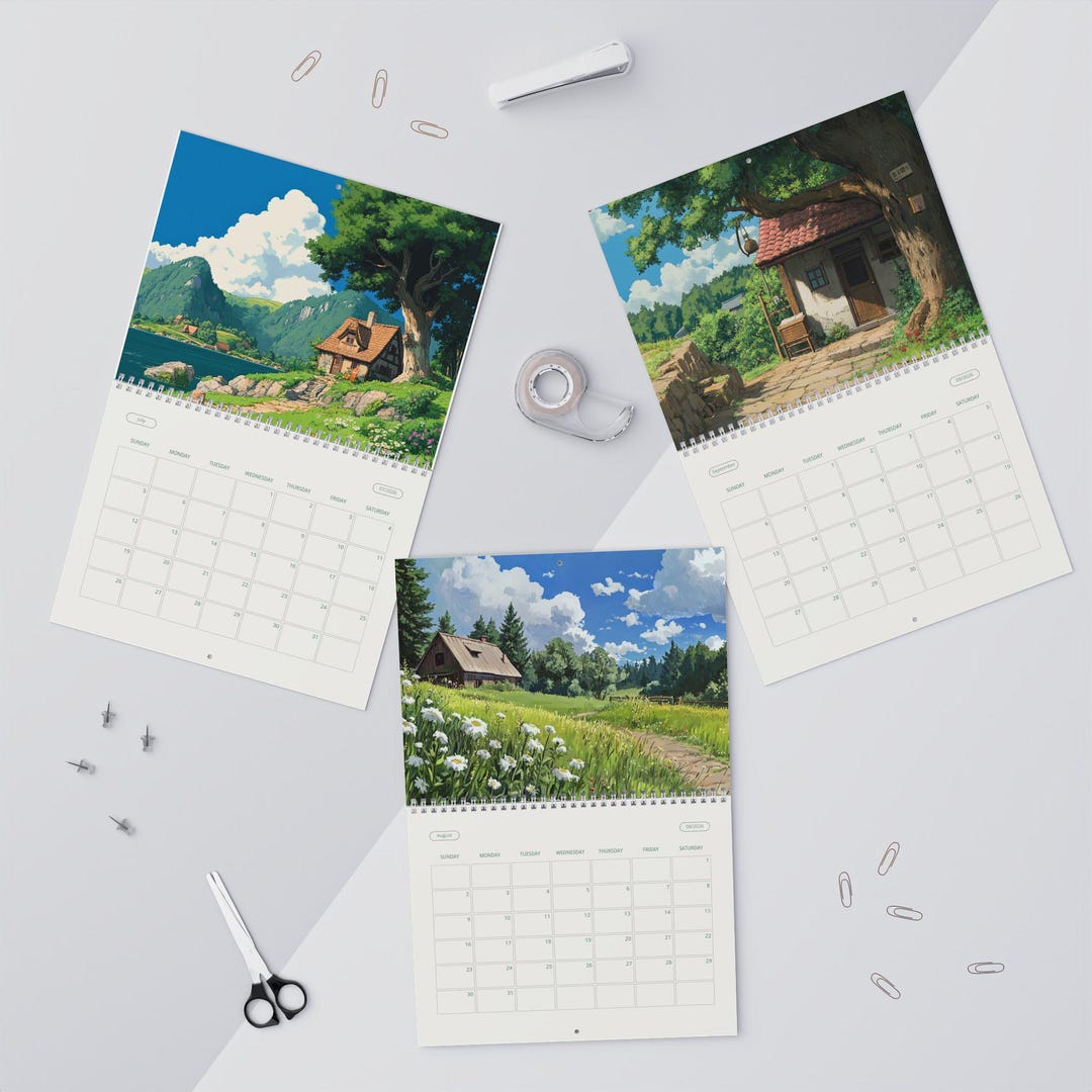 2026 Wall Calendar Studio Ghibli Inspired Landscape Scenic Monthly