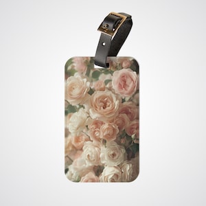 Pastel Pink Rose Luggage Tag: Acrylic Travel Bag ID