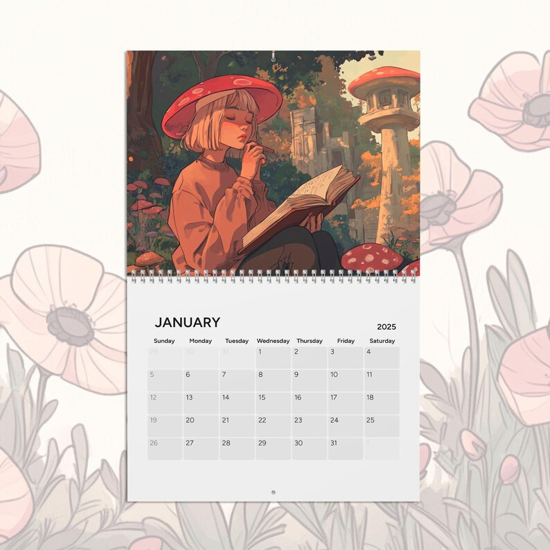 2025 Wall Calendar - Cottagecore Floral Calendar - Yearly Desk Calendar ...