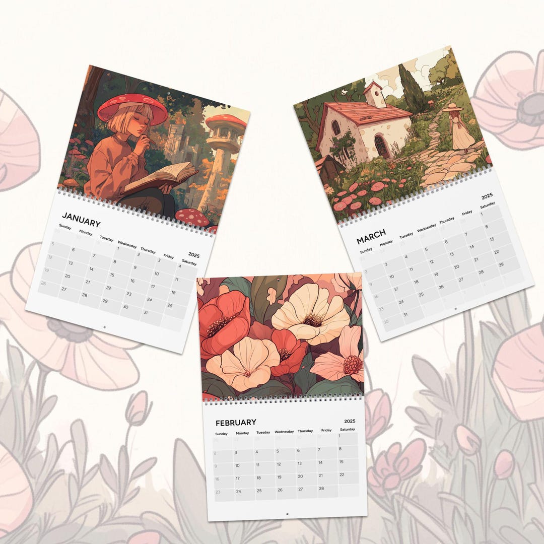 2025 Wall Calendar - Cottagecore Floral Calendar - Yearly Desk Calendar ...