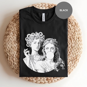 Medusa & Athena T-Shirt -  Greek Mythology Tee for History Lovers, Snake Hair Goddess Shirt, Unisex Mythical Gods Top