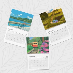2025 Wall Calendar Landscapes Inspired By Studio Ghibli Colors - Yearly Desk Calendar