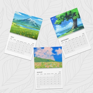 2025 Wall Calendar Landscapes Inspired By Studio Ghibli Colors - Yearly Desk Calendar