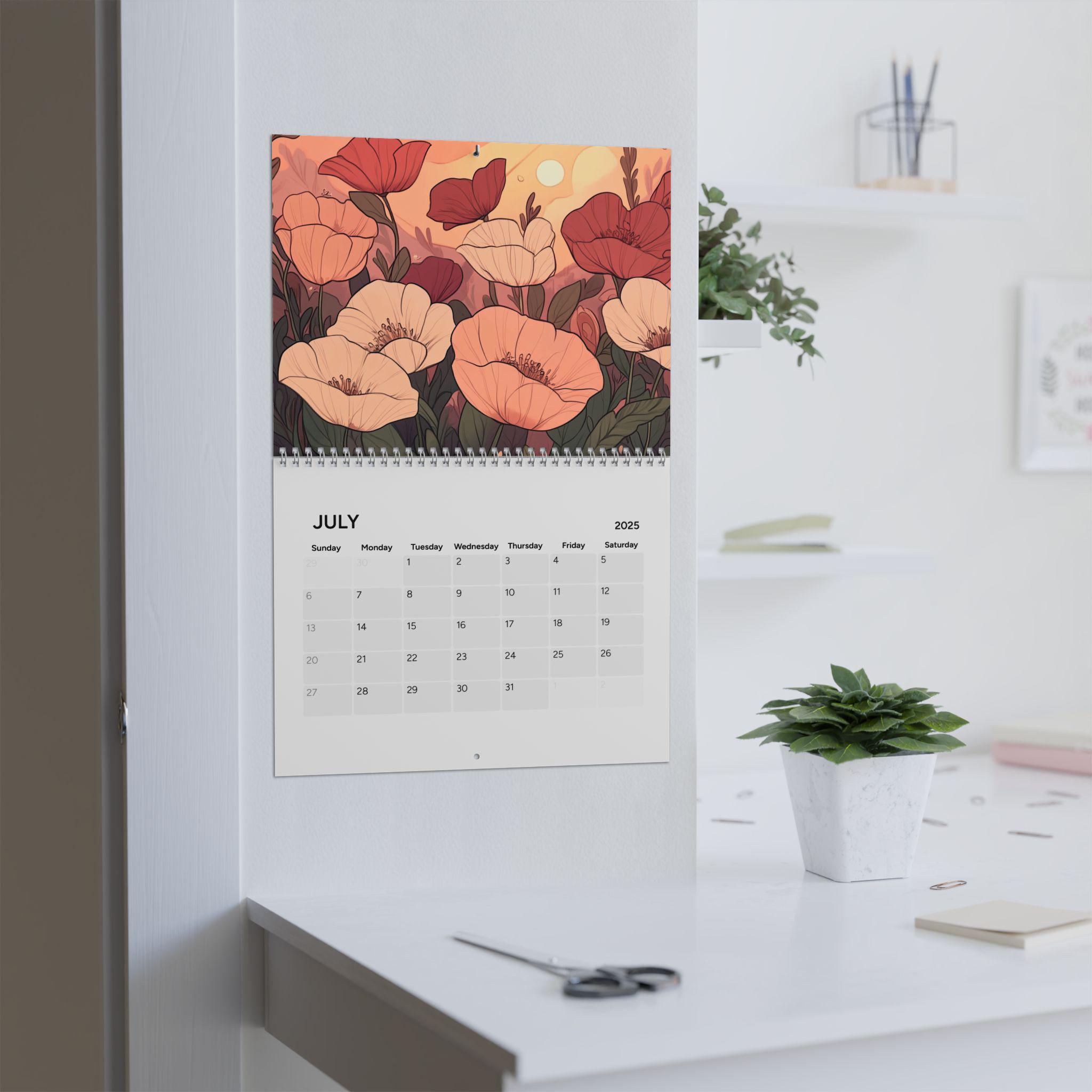 2025 Wall Calendar - Cottagecore Floral Calendar - Yearly Desk Calendar ...
