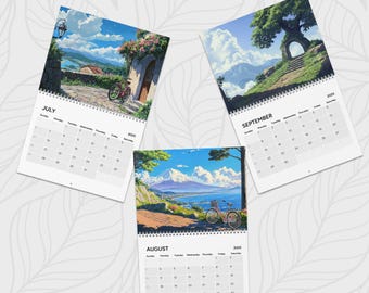 Studio Ghibli - wandkalender 2025 - animekalender - geïnspireerd door Studio Ghibli - jaarlijkse bureaukalender - familiekalender