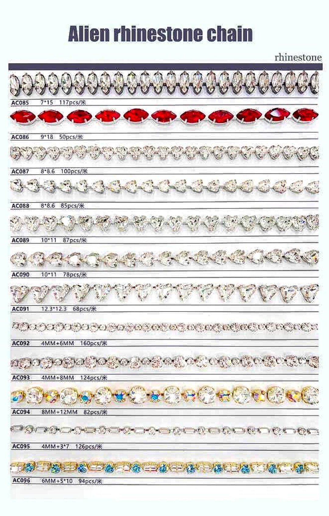 Crystal Rhinestone Chain Sample Book, Jewelry Embellishment - Etsy