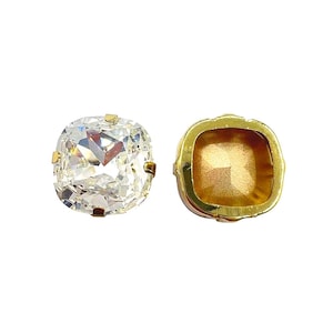 18x18mm Square Shape Sewn Vitrail Medium K9 Gemstone Glass | For Jewelry DIY, Wedding Dress & Shoe Decoration