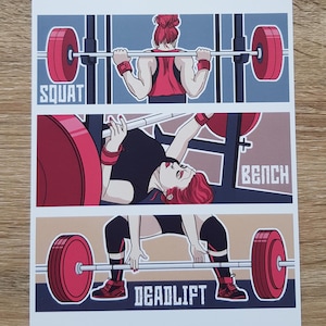 Katana Dirk A5 Gym Kunstdruck "Kniebeuge/Bankdrücken/Kreuzheben"