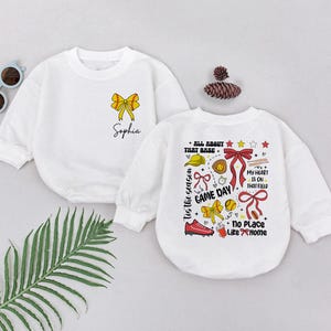 Softball Game Day Baby Romper, Personalised Softball Baby Outfit, Funny Shirt for Kids, Bubble Romper Baby Girl, Baby Shower Gift