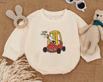 Silly Goose Red Car Baby Romper, Cute Baby Outfit, Funny Duck Baby Clothes, Birthday Baby Gift, Baby Bubble Romper, Funny Shirt for Kids
