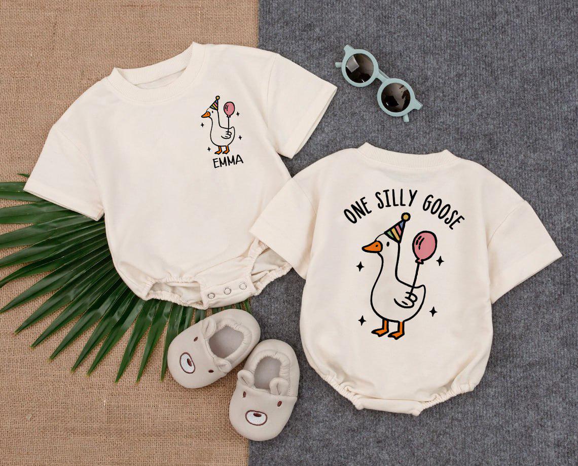 Mono de burbujas de ganso divertido, body de bebé con nombre personalizado, regalo de cumpleaños para recién nacidos, conjunto para recién nacidos, regalo para baby shower