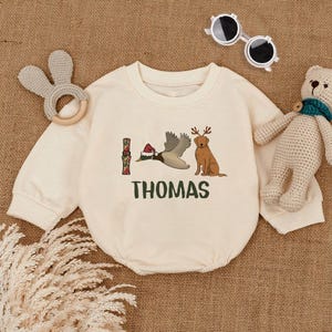 Personalized Mallard Duck Hunting Baby Outfit, Christmas Bubble Romper, Ducking Hunter Baby Romper, Newborn Clothes, Duck Lover Baby Gift