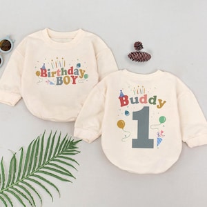 Tutina personalizzata per il primo compleanno di un bambino, abbigliamento per neonato, completo per compleanno con palloncini, regalo ricordo per neonato, regalo di compleanno per bambino