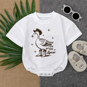 Silly Goose On The Loose Baby Outfit, Newborn Clothes Baby Boy, Howdy Duck Baby Bodysuit, Birthday Baby Gift, Funny Shirt for Kids image 2