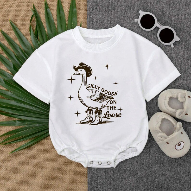 Silly Goose On The Loose Baby Outfit, Newborn Clothes Baby Boy, Howdy Duck Baby Bodysuit, Birthday Baby Gift, Funny Shirt for Kids image 2