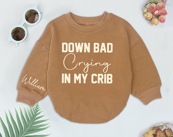 Down Bad Crying In My Crib Baby Romper, Newborn Gift Keepsake, Funny Baby Bodysuit, Baby Shower Gift, Coming Soon Baby, Newborn Clothes