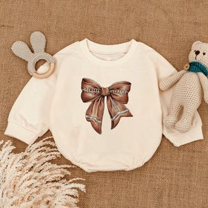 Coquette Football Bow Baby Romper, Football Bow, Game Day Baby Girl Bodysuit, Football Season, Fall Football Baby Clothes, Game Day Gift