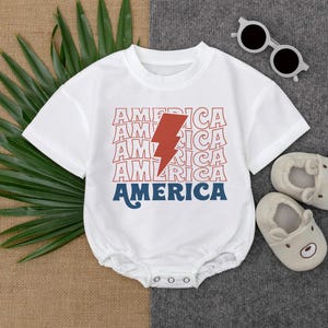 America Baby Bodysuit, 1st 4th Of July Baby Romper, Patriotic Bubble Romper, Newborn Baby Clothes, Baby Independence Day Outfit, Baby Gift