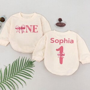 Pink Bow 1st Birthday Baby Outfit, Sweet One Birthday Party Baby, One Year Old Baby Bodysuit, Newborn Clothes Baby Girl, Birthday Baby Gift