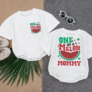 One In A Melon Mommy Baby Outfit, Watermelon Family Romper, First Birthday Baby Bodysuit, Family Matching Baby Bodysuit, Cute Baby Gift