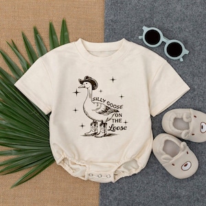Silly Goose On The Loose Baby Outfit, Newborn Clothes Baby Boy, Howdy Duck Baby Bodysuit, Birthday Baby Gift, Funny Shirt for Kids image 1