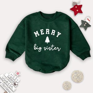 Merry Sister Brother Christmas Baby Romper, Christmas Gift, Big Brother Little Brother Matching Sibling Outfits