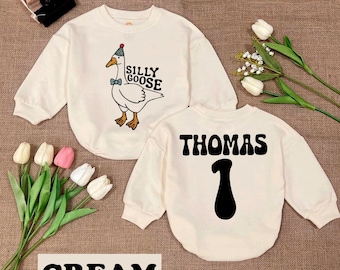 Personalised Silly Goose Baby Romper, Goose Wearing Birthday Hat, Birthday Party Baby Romper, Baby Girl Silly Goose, Birthday Baby Gift