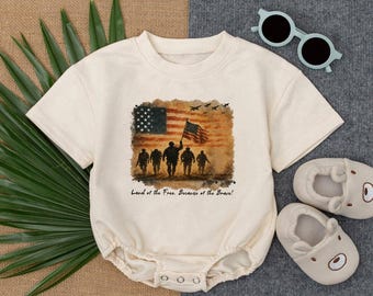 Land of the Free, Because of the Brave! Baby Outfit, 4th of July Baby Bodysuit, Matching Baby Bodysuit, Pregnant Patriotic Baby Romper