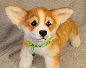 リアルなコーギーの子犬のぬいぐるみ - 手作りの可動式ぬいぐるみ