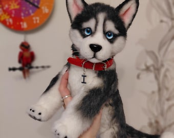 realistic toy husky puppy hand made