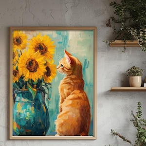 猫とゴッホのひまわり、花を食べる猫、悪い猫、その後病気になる