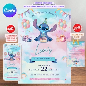 Modèle d'invitation d'anniversaire au point modifiable Invitations de fête d'anniversaire imprimables Invitation numérique de fête d'enfants Carte d'anniversaire pour garçons et filles