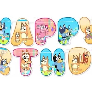 Bluey and bingo birthday party balloons | Bluey party decor | Bluey banner | happy birthday banner