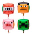 Minecraft birthday party balloons | tnt | Minecrafters | 4d balloon | 4 sided Minecraft balloon | Minecraft party favors | banners |