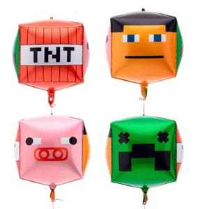 Palloncini per feste di compleanno di Minecraft / TNT / Minecrafters / palloncino 4D / palloncino Minecraft a 4 lati / bomboniere Minecraft / striscioni /