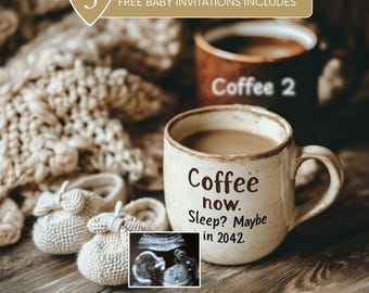 Coffee Lover Pregnancy Announcement: Customizable Canva Template (Digital Download)
