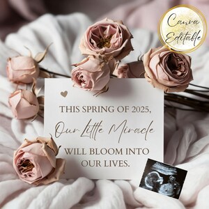 Révélation de la grossesse printemps 2025 - Faire-part de naissance floral neutre pour les futurs parents