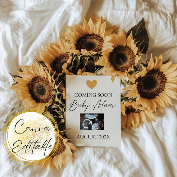 Boho Sunflower Gender Neutral Pregnancy Announcement - Digital