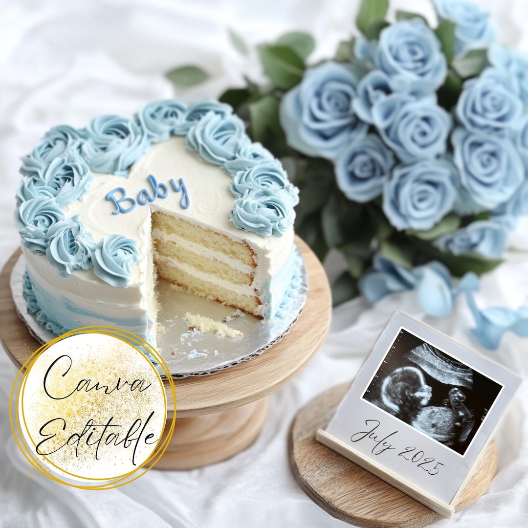 Customizable 'it's a Boy' Pregnancy Announcement Cake Template for — free download