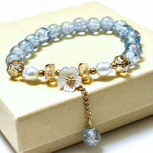Bluebell Bloom Bracelet – Korean Flower Charm Beaded Bracelet | Handmade Fairy core Jewelry Gift for Her