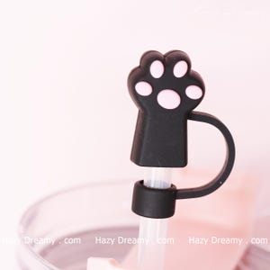 Pet Paw Straw Cover: Reusable Silicone Tumbler Accessory