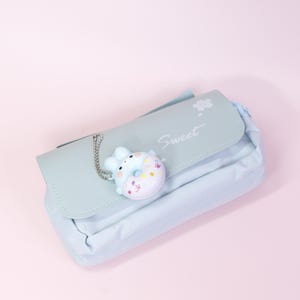 Pencil Case , Adorable Stationery Organizer in Pastel Blue, Cute Desk Accessory for Kids & Adults