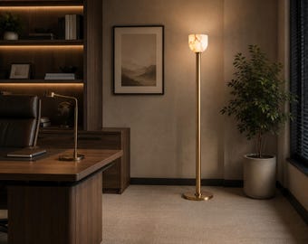 Alabaster Floor Lamp | Sculptural Mid-Century Modern Standing Light