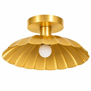 Handcrafted Brass Flush Mount Ceiling Light | Mid-Century Stilnovo Design, Bedroom Hallway Fixture