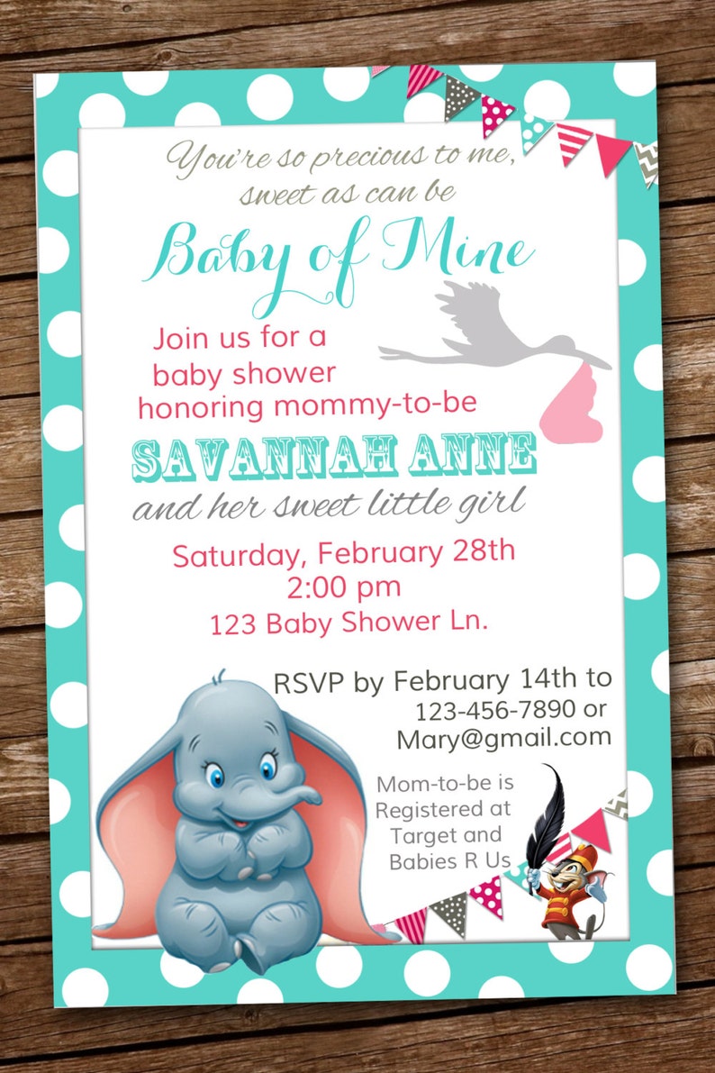 Dumbo Baby Shower Invitation Of Mine